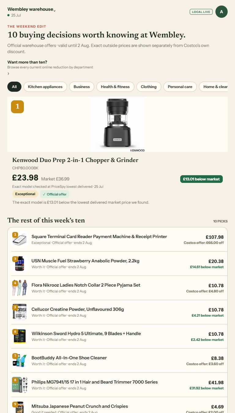 CostCutTen Top 10 deals screen